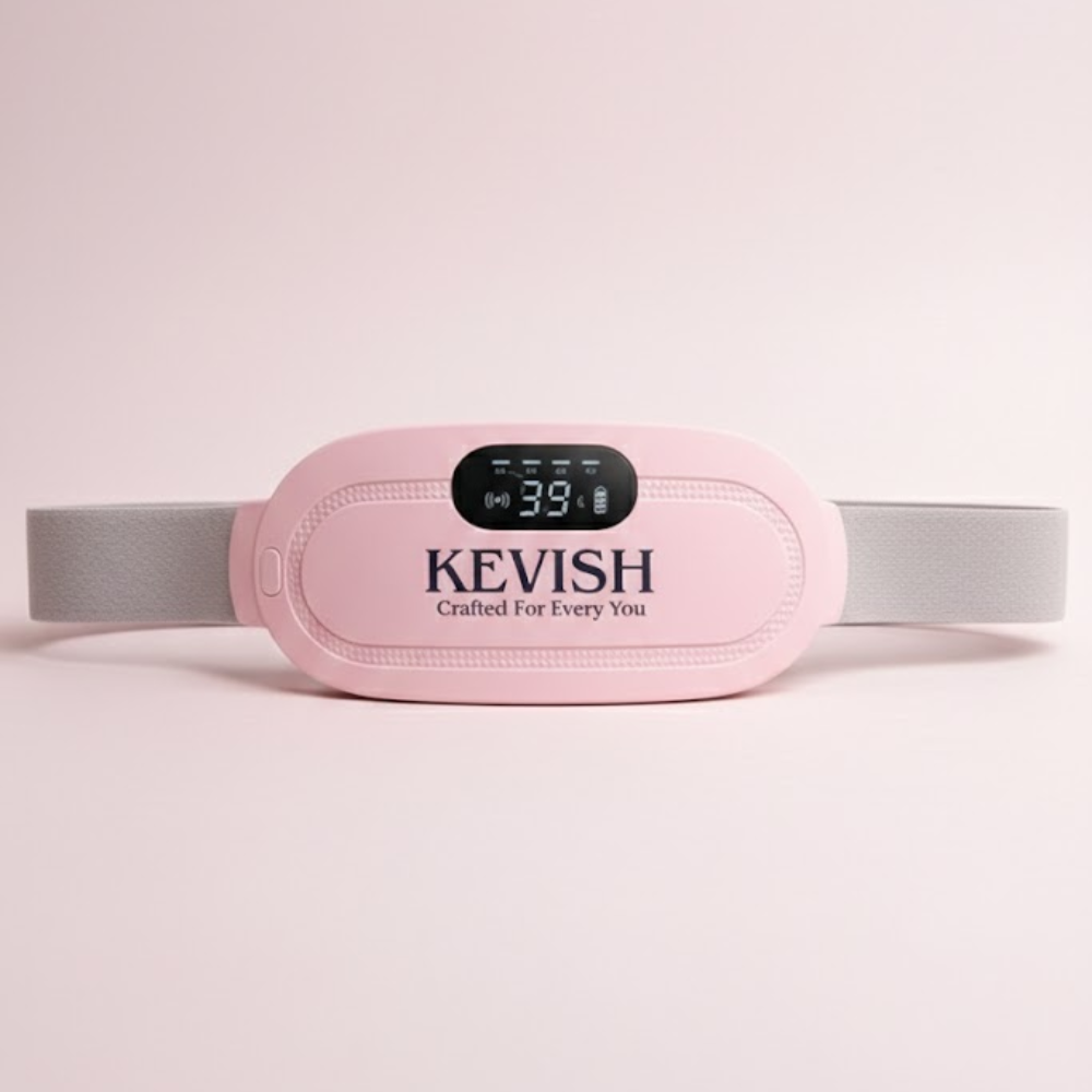 Kevish Rechargeable Electric Heating Belt for Period Cramps & Pain Relief with Digital Display (Pink)
