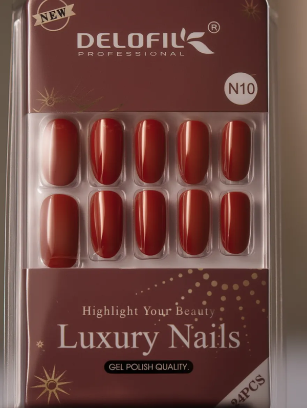 Delofil Professional Luxury Rust Brown Press-On Nails (N10)