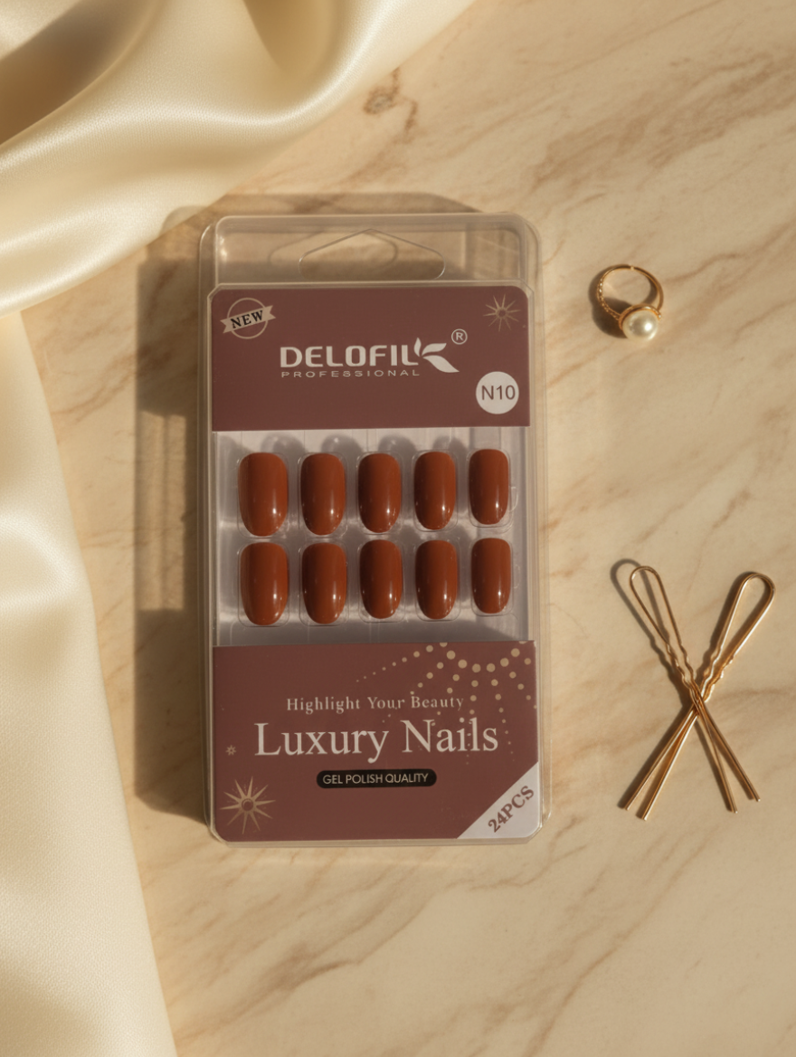 Delofil Professional Luxury Rust Brown Press-On Nails (N10)