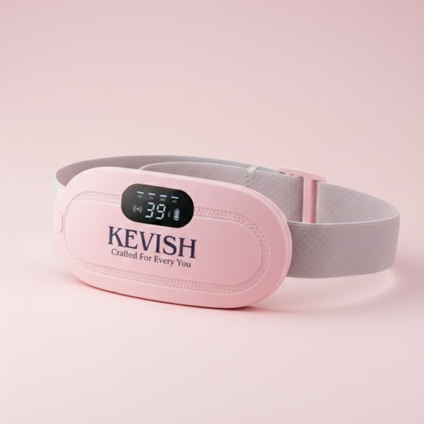 Kevish Rechargeable Electric Heating Belt for Period Cramps & Pain Relief with Digital Display (Pink)