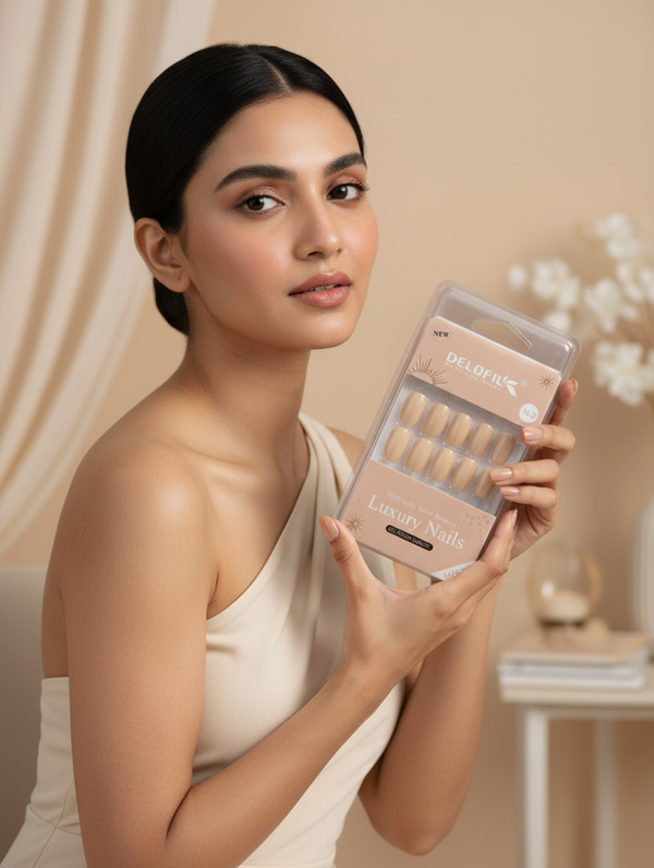 Delofil Professional Luxury Peach Nude Press-On Nails (N-3)