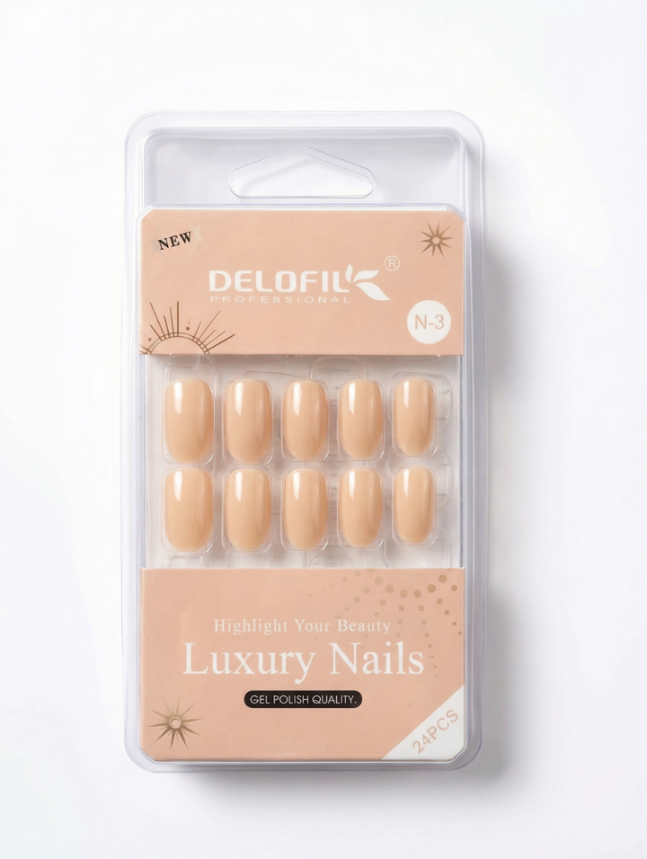 Delofil Professional Luxury Peach Nude Press-On Nails (N-3)