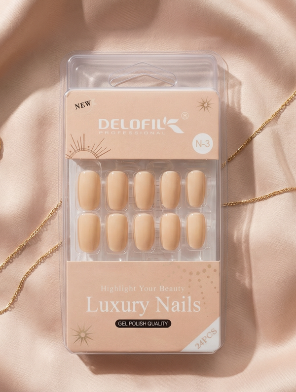 Delofil Professional Luxury Peach Nude Press-On Nails (N-3)
