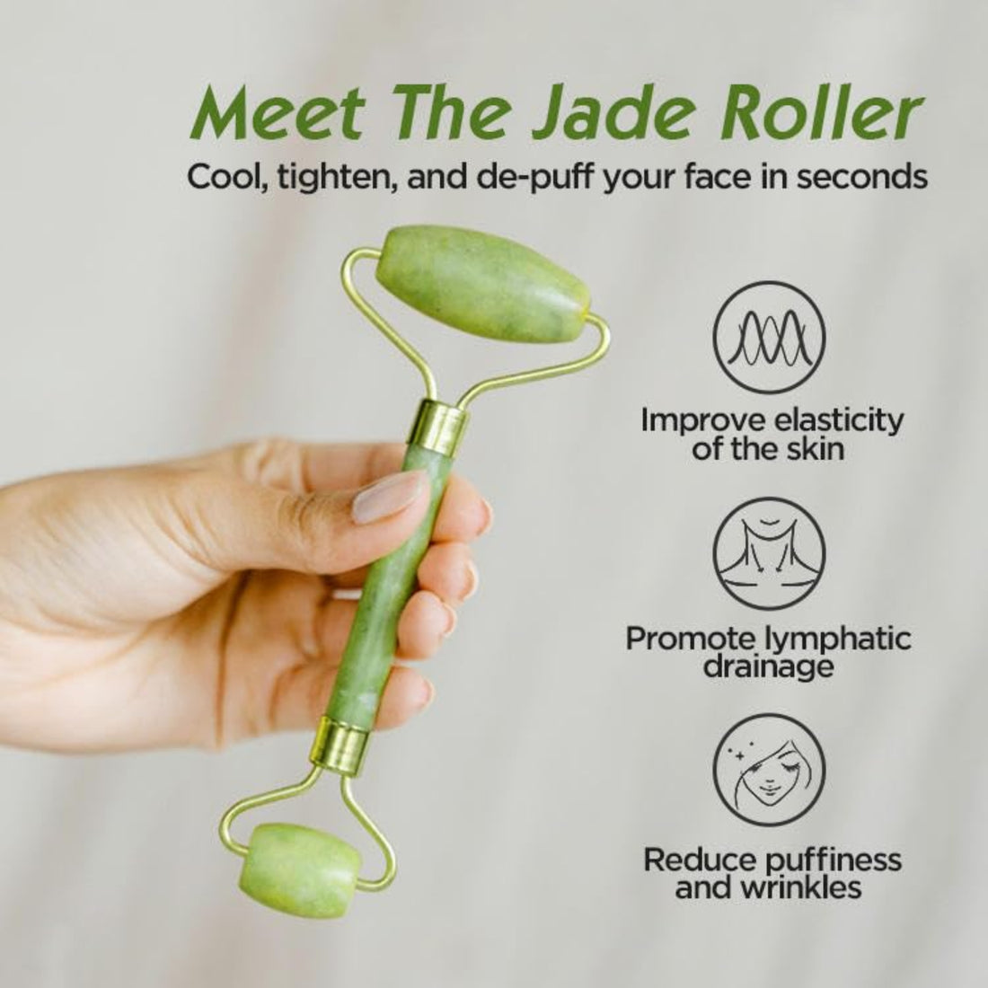 Kevish Natural Jade Roller &amp; Gua Sha Facial Massage Tool Set