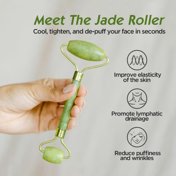 Kevish Natural Jade Roller &amp; Gua Sha Facial Massage Tool Set