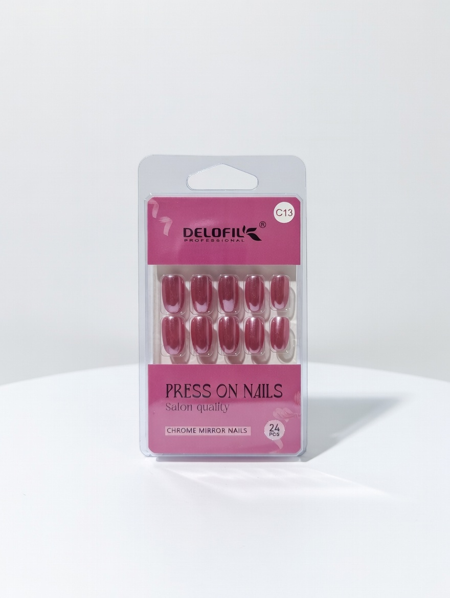 Delofil Professional Pink Chrome Press-On Nails (C13)