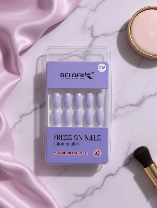 Delofil Professional Lavender Chrome Press-On Nails (C16)