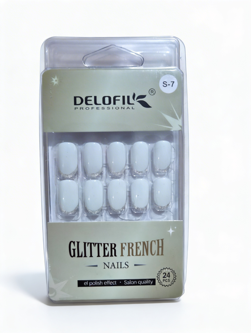 Delofil Professional Glitter French Press-On Nails (S-7)