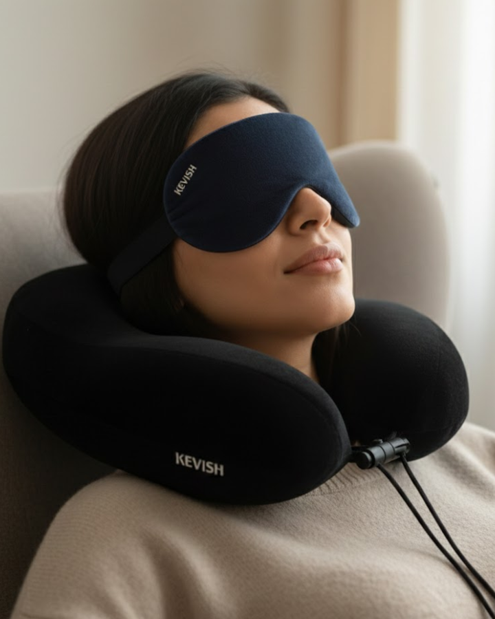 Travel Comfort Kit – Neck Support Pillow & Eye Mask Combo