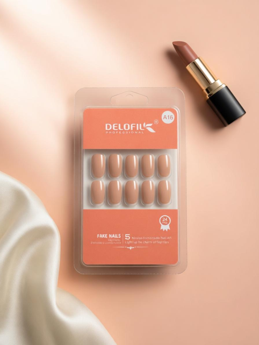 Delofil Professional Soft Peach Press-On Nails (A16)