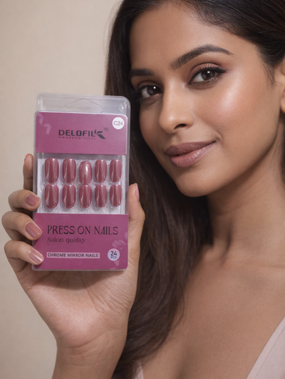 Delofil Professional Hot Pink Chrome Press-On Nails (C24)