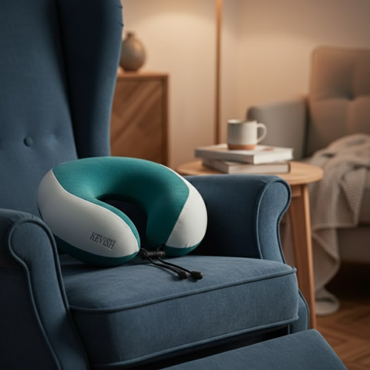 Travel Neck Pillow Teal & Grey