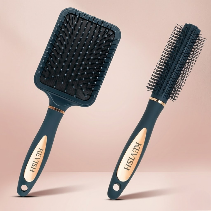 Hair Brush Combo Set (Navy Blue, 2)