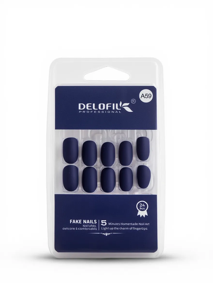 Delofil Professional Matte Navy Blue Press-On Nails (A59)