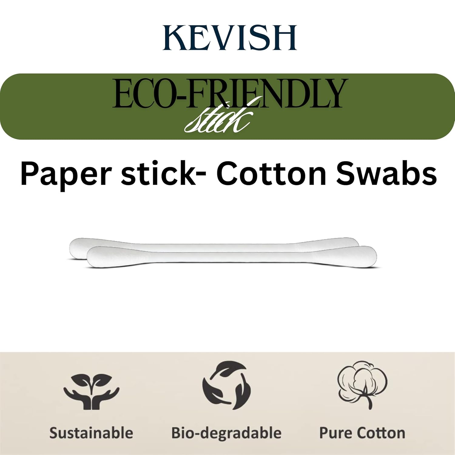 Cotton Buds with Paper Sticks (100 Stems, White)