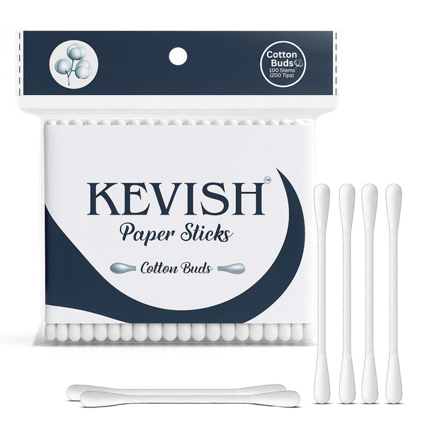 Cotton Buds with Paper Sticks (100 Stems, White)