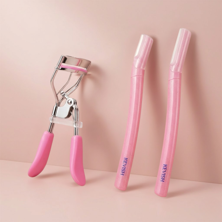 2-in-1 Eyelash Curler & Face Razor (Pink)