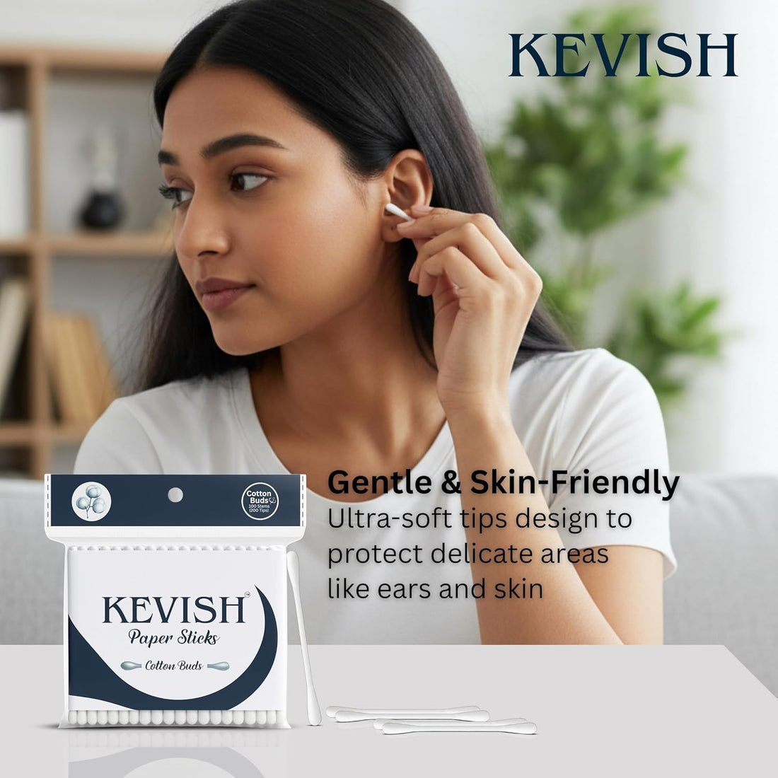 Cotton Buds with Paper Sticks (100 Stems, White)