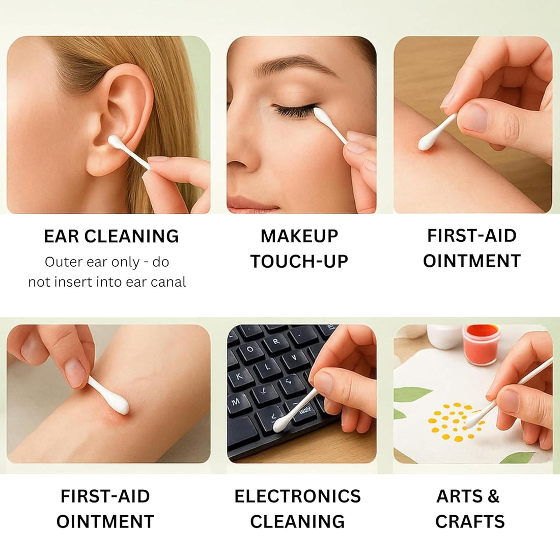 Cotton Buds with Paper Sticks (100 Stems, White)