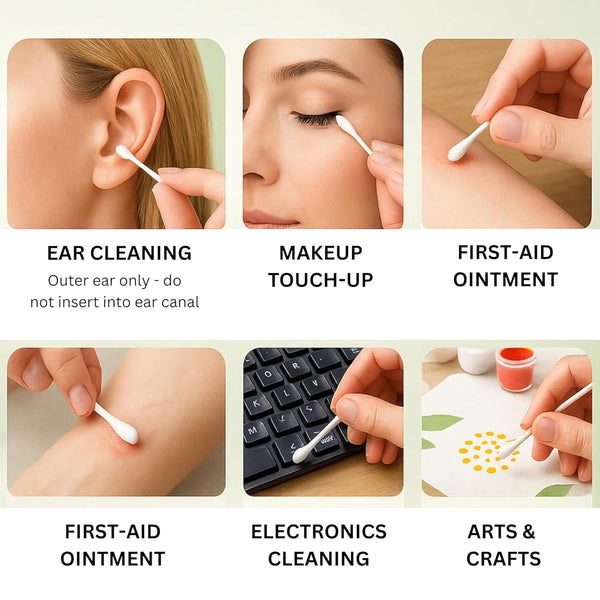 Cotton Buds with Paper Sticks (100 Stems, White)