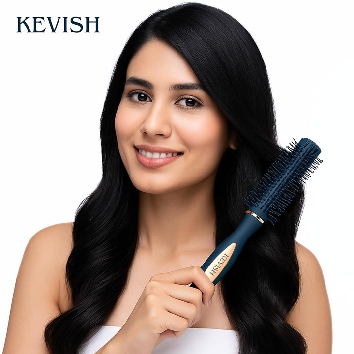 Flat + Round Styling Brush Combo Set (Navy Blue)