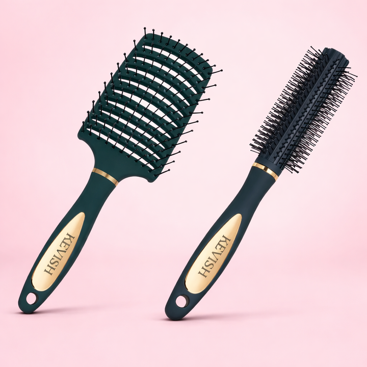 Detangling & Styling Brush with Ball-Tipped Bristles (Navy Blue, Pack of 2)